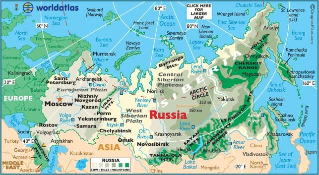 карта Восточной России