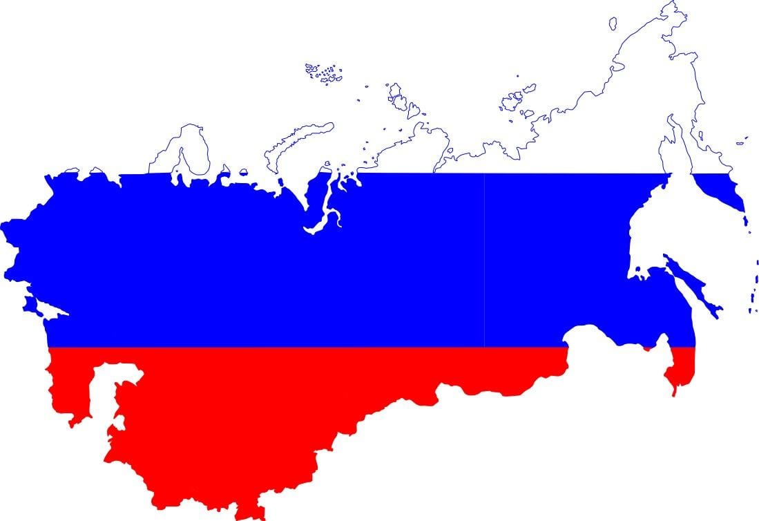 Флаг России на карте
