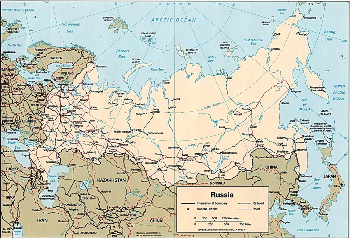 на карте России