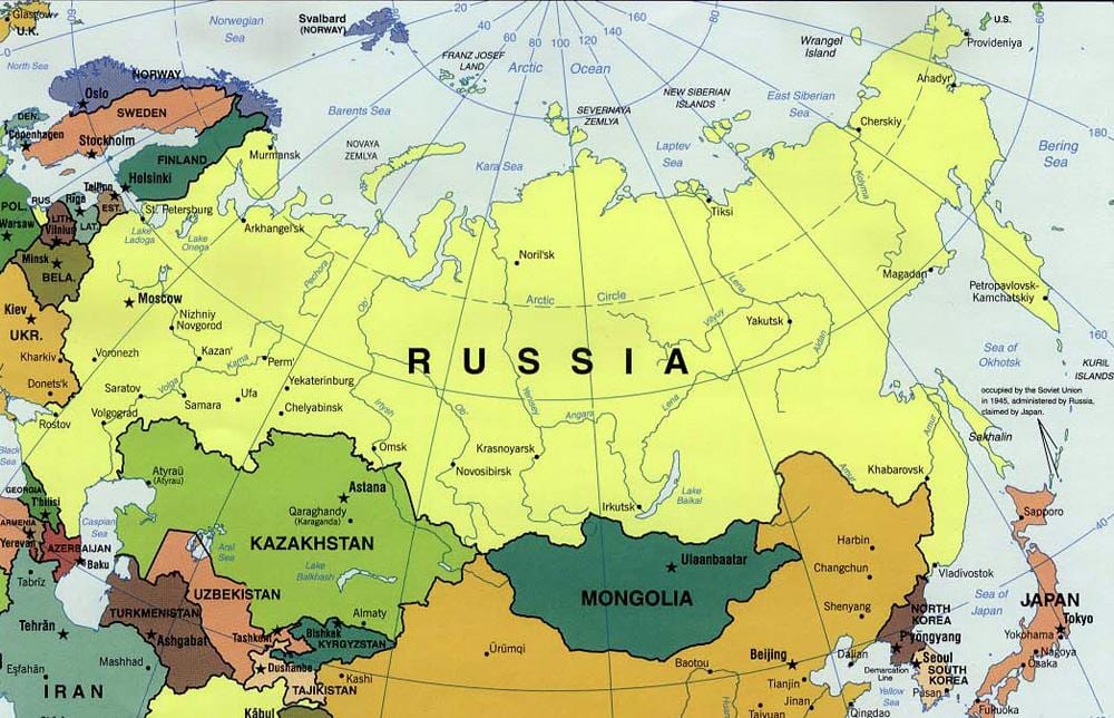Карта России политическая