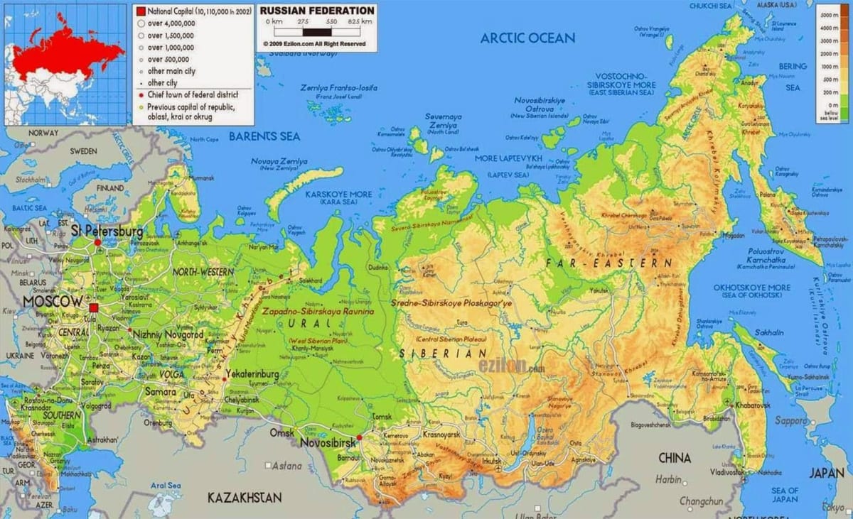 Русское географическое карте