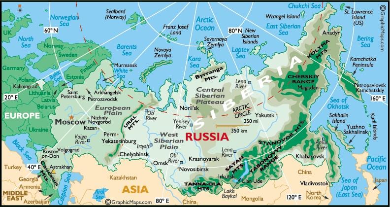 карта России путешествия