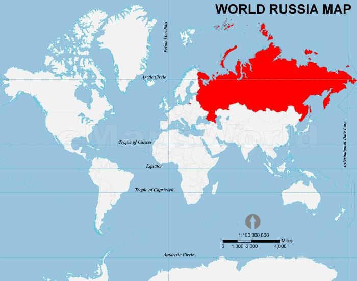 Расположение карте России