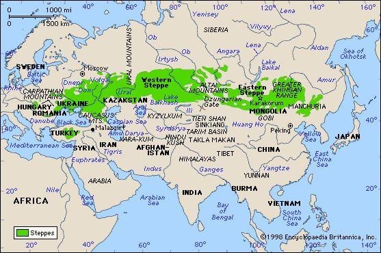 карта российских степях