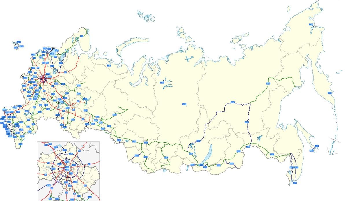 карта российских дорог