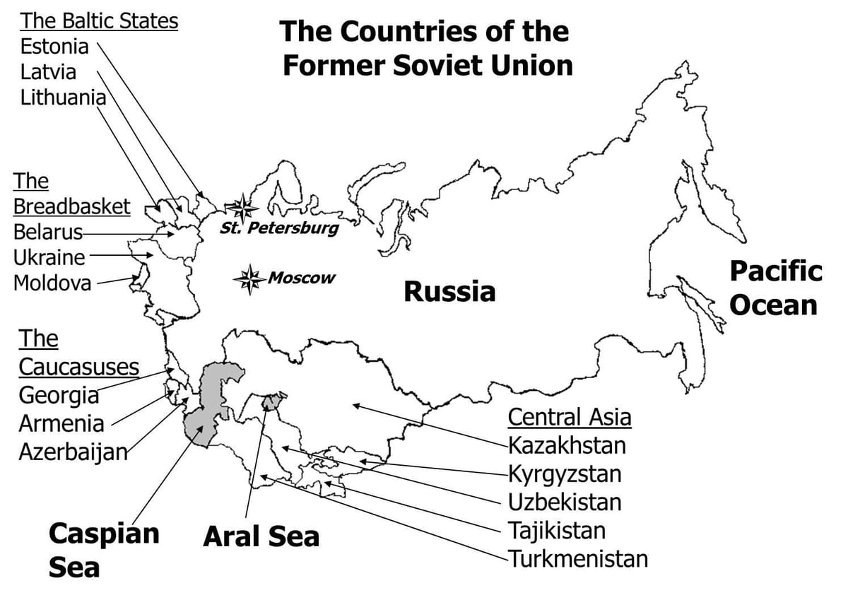 карта стран СССР