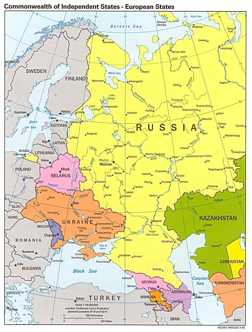 карта Западной России