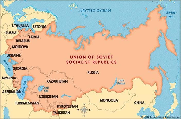 карта мира с СССР