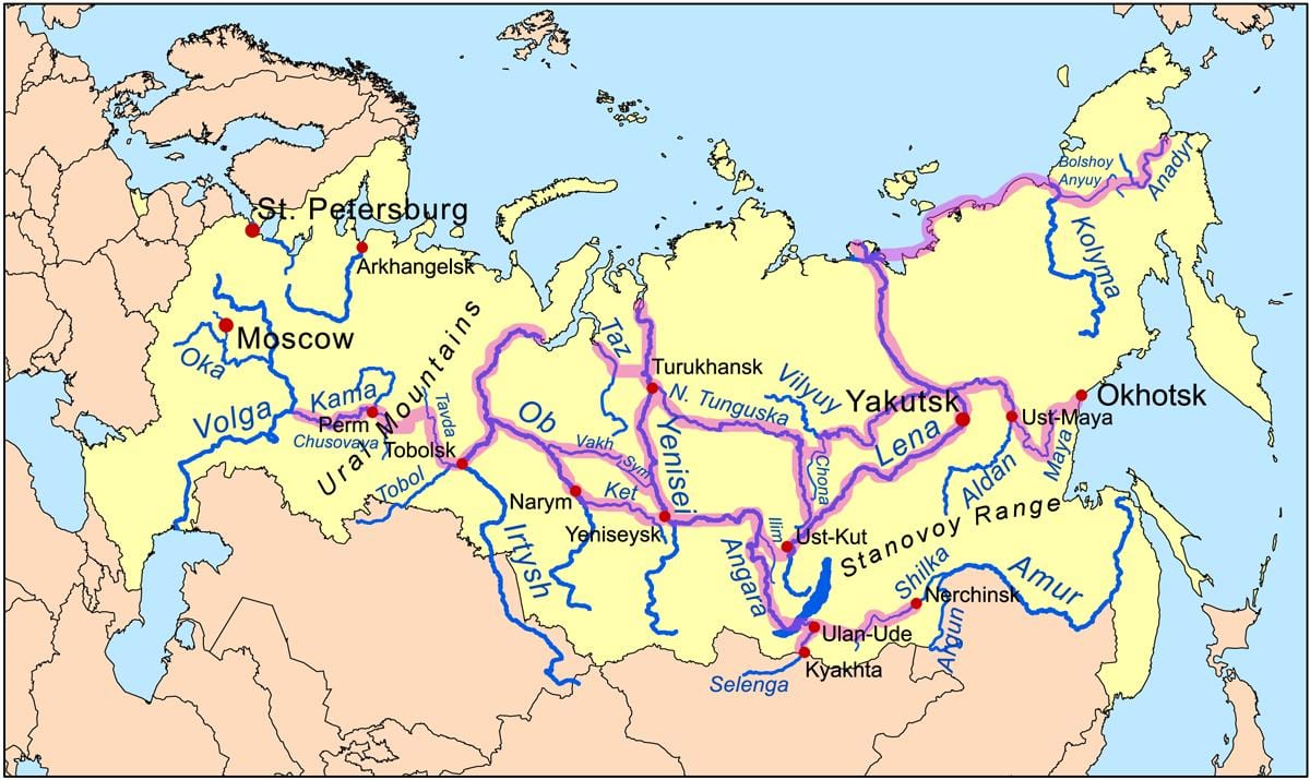 карта рек России