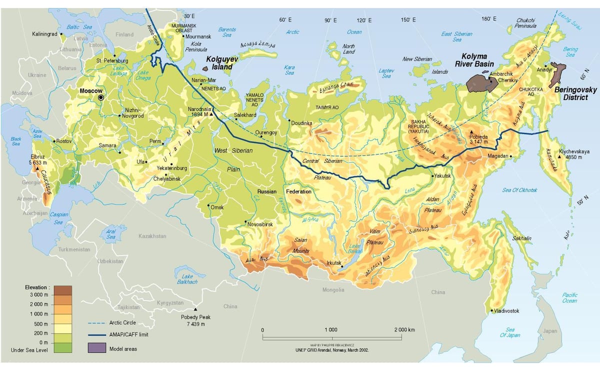 физическая карта России