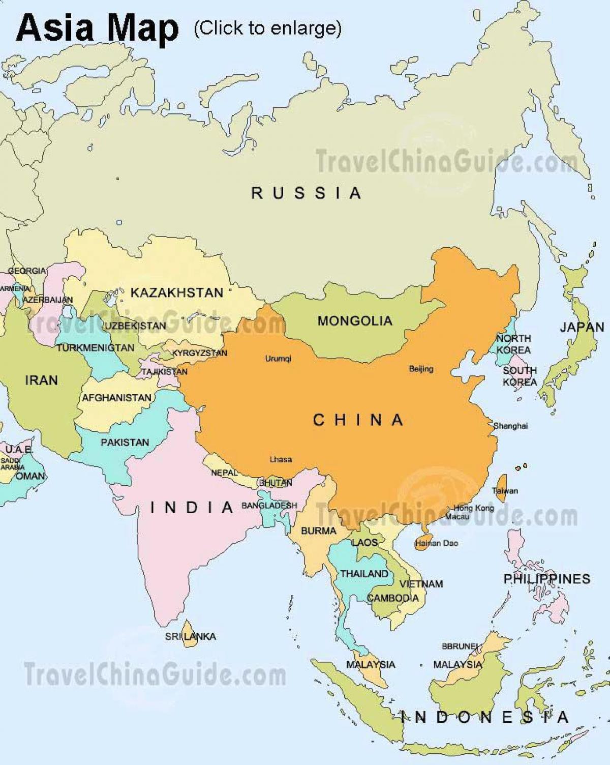 Россия карта Азии