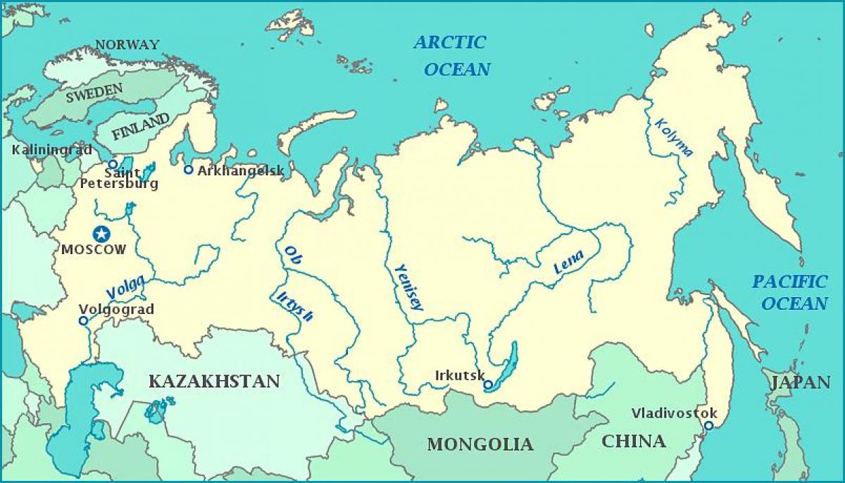 Крупные реки РФ на карте