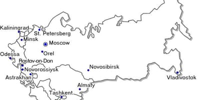 Карта России с крупными городами
