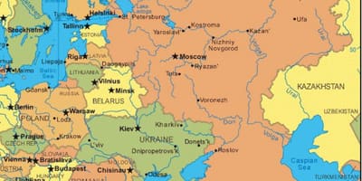Восточная Европа и Россия на карте